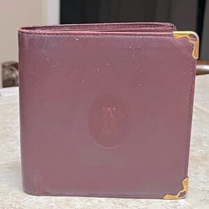 ✨Cartier Maroon REHAB Leather Wallet with Gold Detail (used)